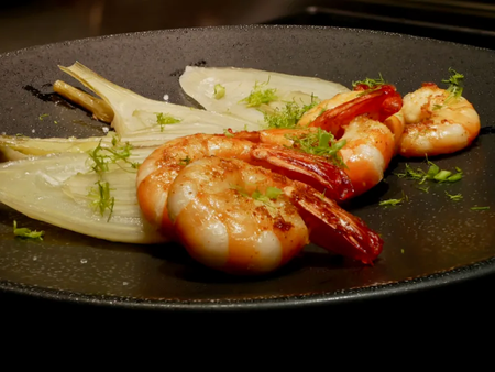 GAMBAS GRILLÉES AU FENOUIL