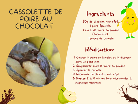Cassolette poire au chocolat pour un gouter Chrono!