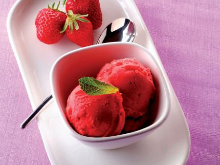 SORBET A LA FRAISE ET A LA MENTHE