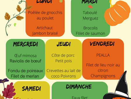 Menus semaine Octobre