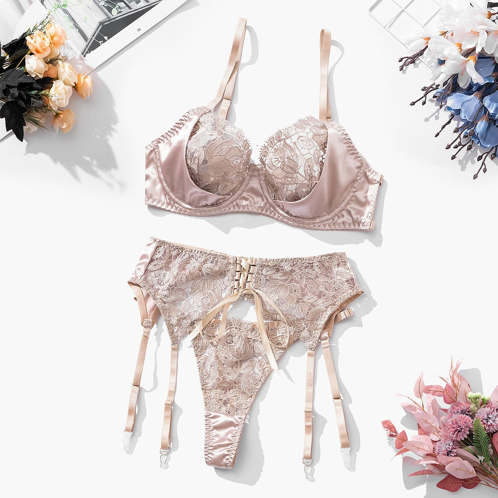 Thumbnail: Golden Apricot Satin Lingerie Set