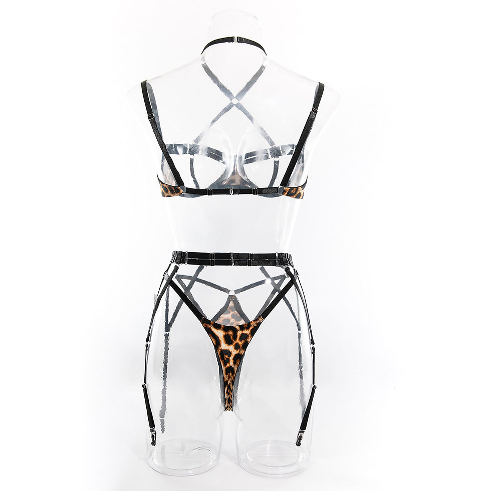 Thumbnail: Leopard print lingerie set with straps