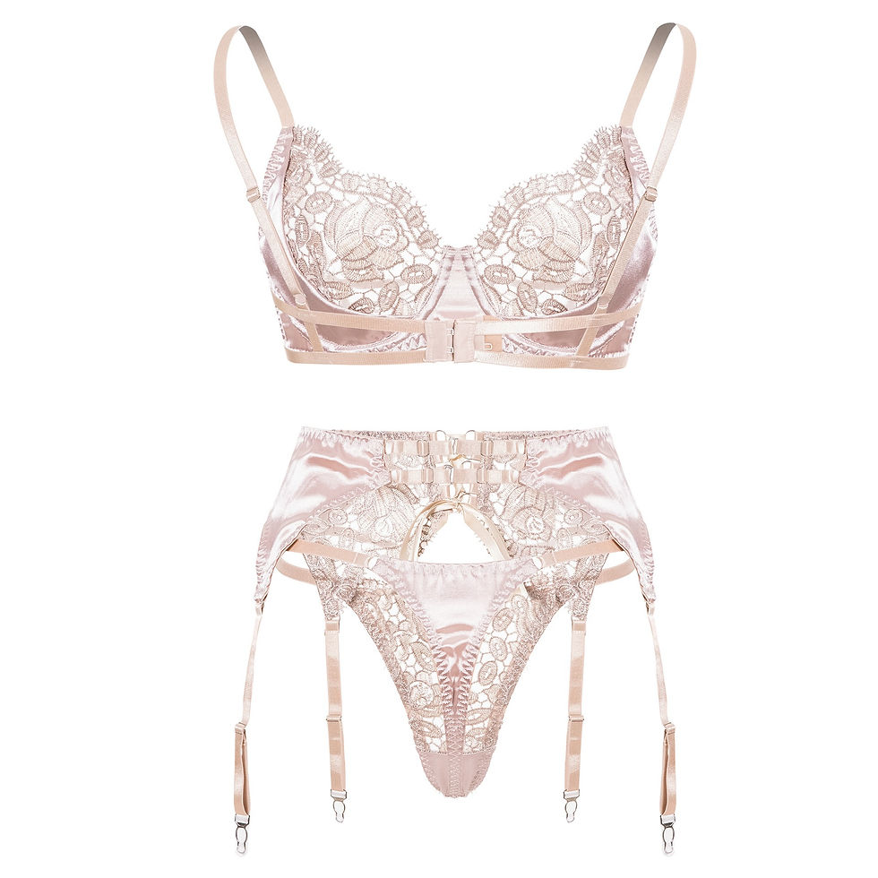 Thumbnail: Golden Apricot Satin Lingerie Set
