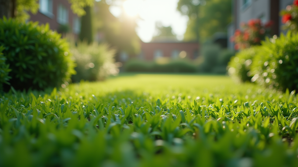 Eye-level view of a lush green garden with various plants