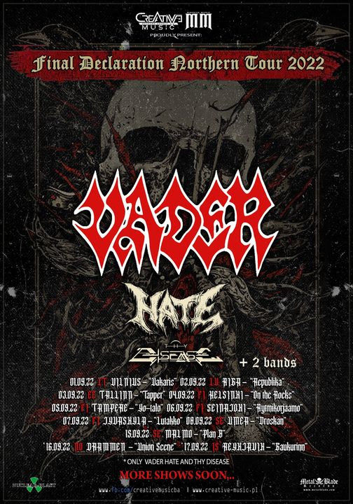 VADER FIRST TOUR DATES WITH HATE & THY DISEASE