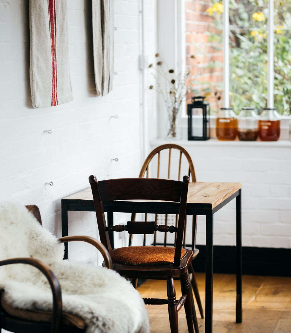 Eclectic Scandinavian style rustic home with warm primitive style.
