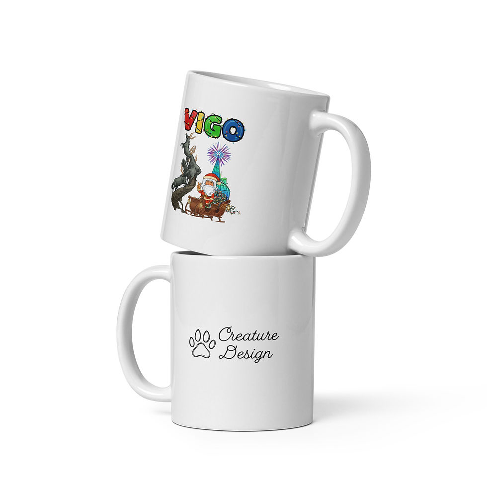 Taza de Cerámica Brillante Caballos Navidad de Vigo