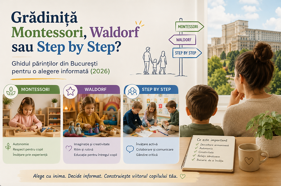 Grădiniță Montessori, Waldorf sau Step by Step? Ghidul părinților din București pentru o alegere informată (2026)