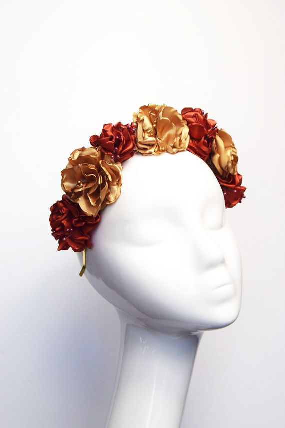 Thumbnail: Florita: Burnt Gold Floral Crown