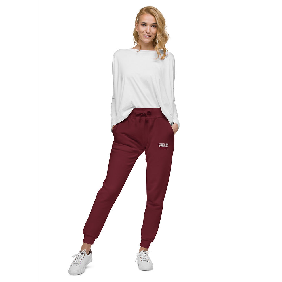 Thumbnail: CONQUER “The Fear of Fitness” Embroidered Joggers Unisex fleece sweatpants