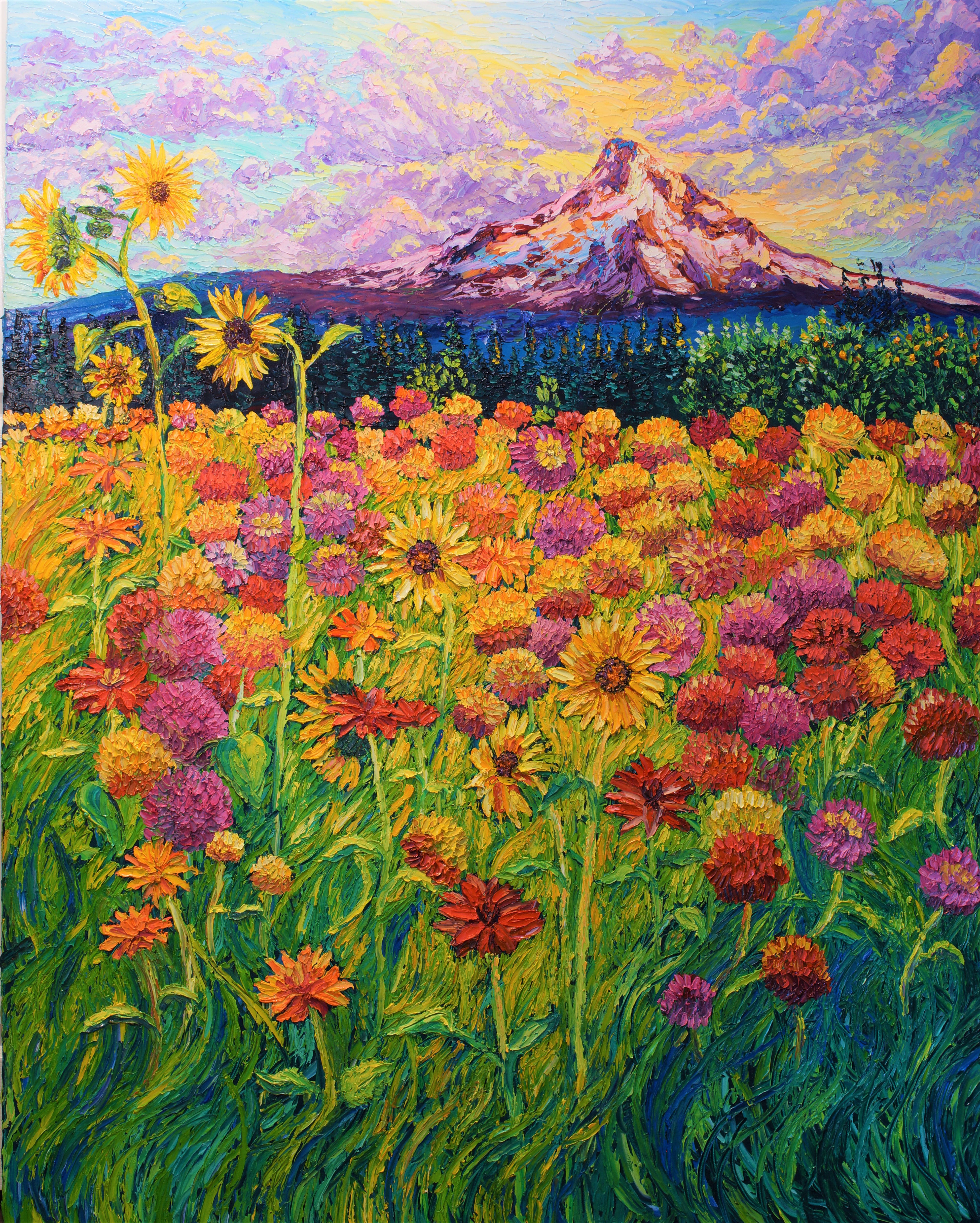 Dahlia Dream Embellished Canvas Reproduction