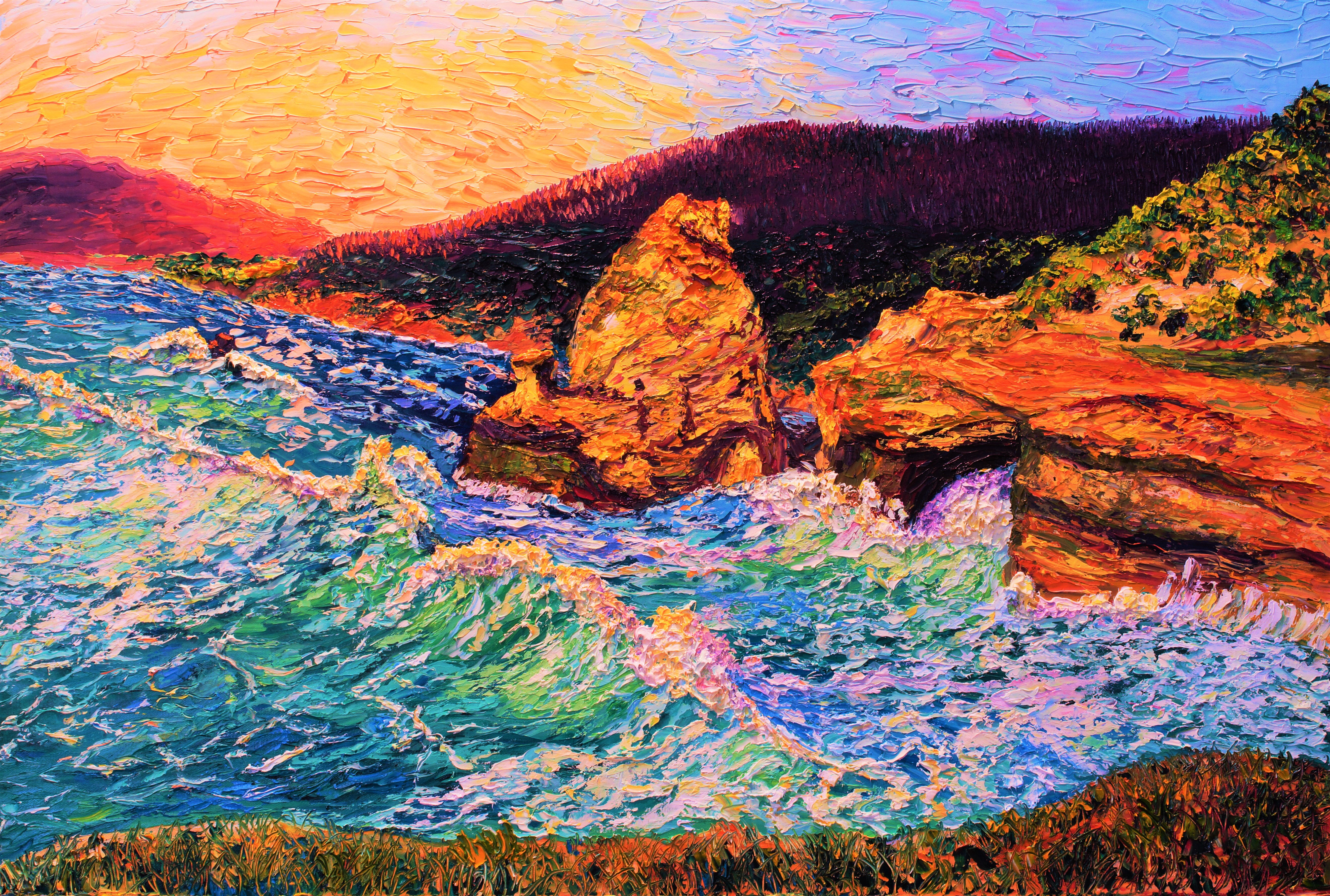 Kiwanda Tides Embellished Canvas Reproduction