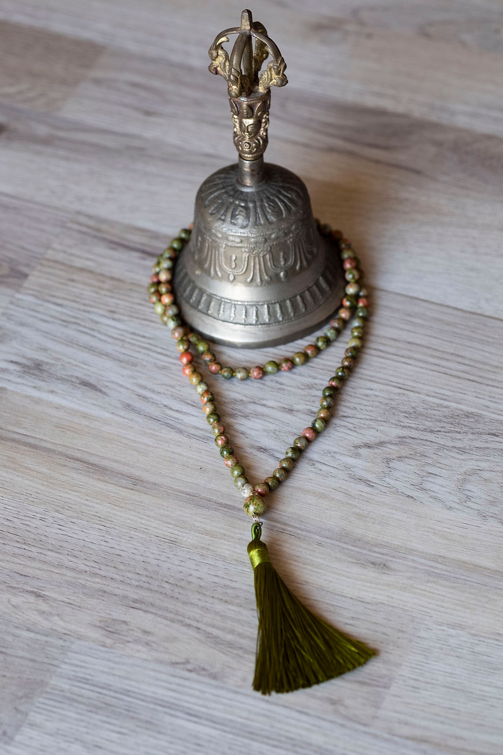 Miniatura: unakite, verde, japamala, 108 grani , 6mm 