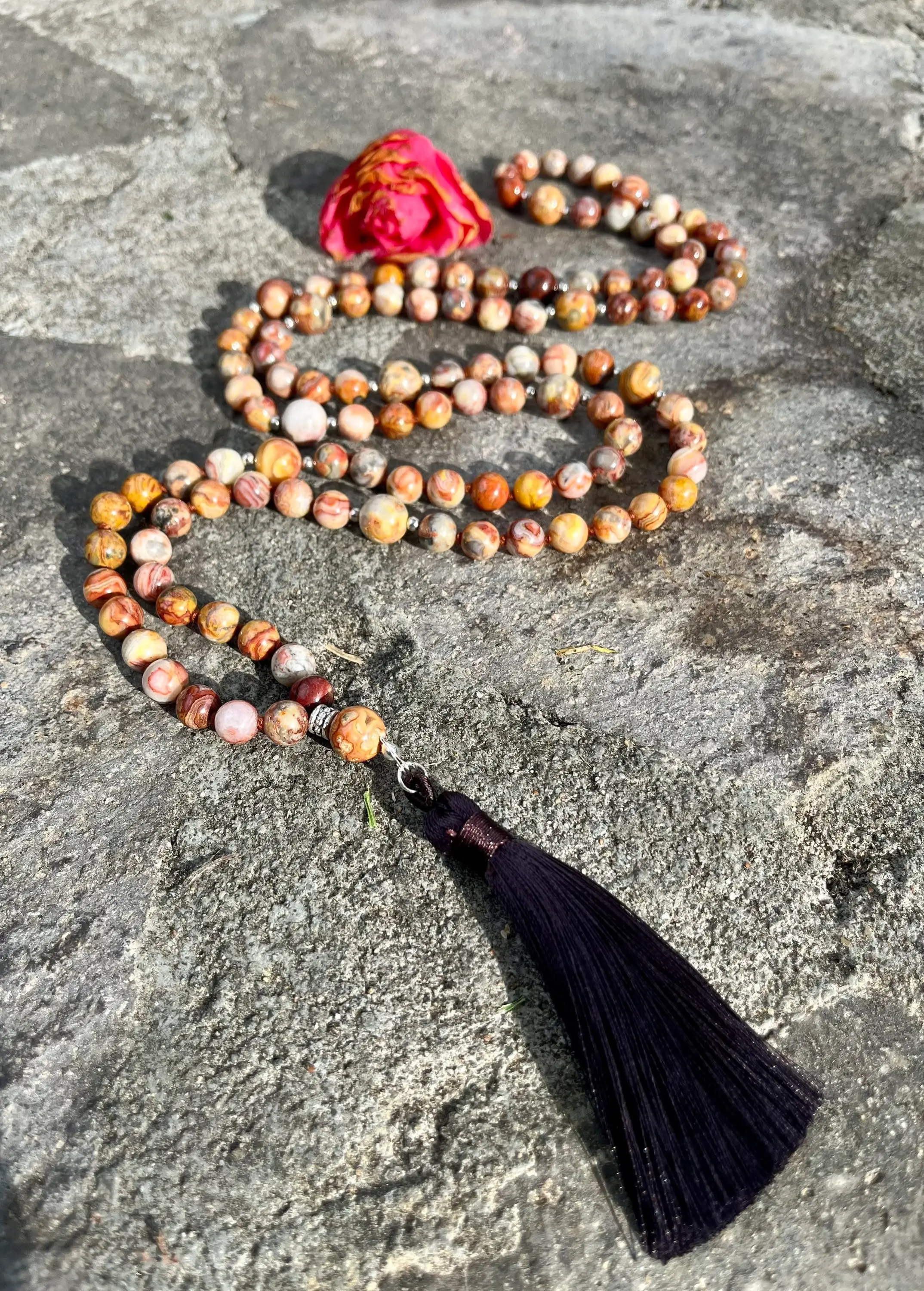 japa, mala, 8mm, agata, marrone, terra