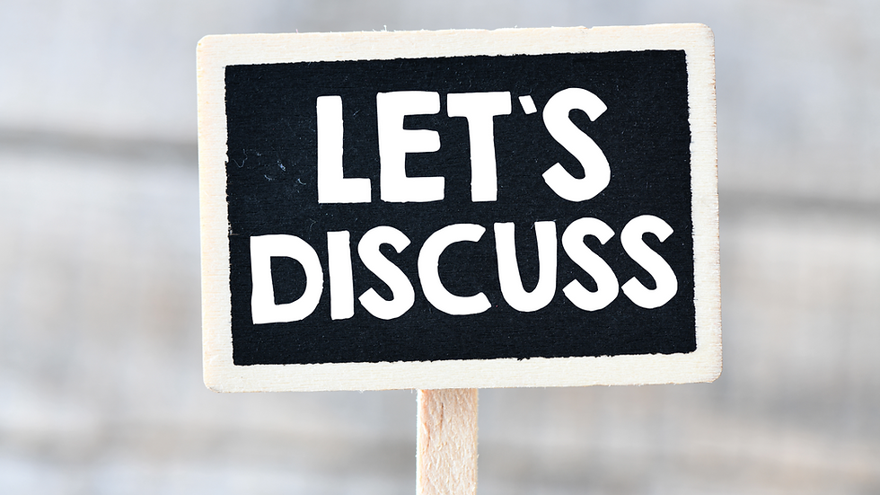 A sign that says let's discuss
