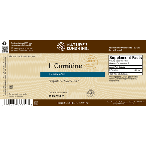 l carnitine natures sunshine Liquid L-Carnitine, 16 fl oz (480 ml) Nature's Way L-Carnitine Capsules 500mg,