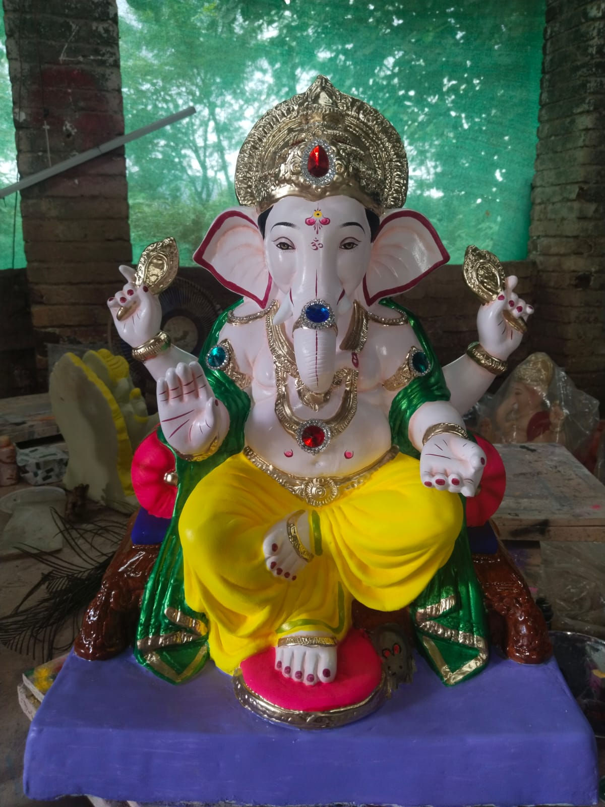 Earthganesha Eco-Friendly Chintamani Ganesha Idol - 24 Inch
