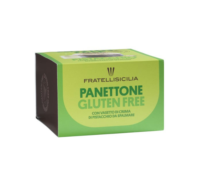 Panettone artisanal sans gluten glacée au chocolat blanc et pistache