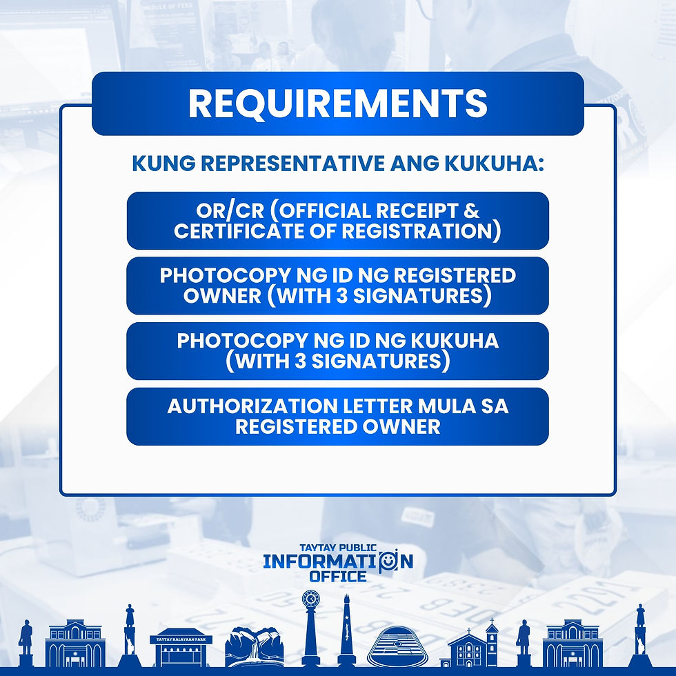Requirements for Claiming of Motorcycle Licensed Plates (If to be Claimed by Representative)
