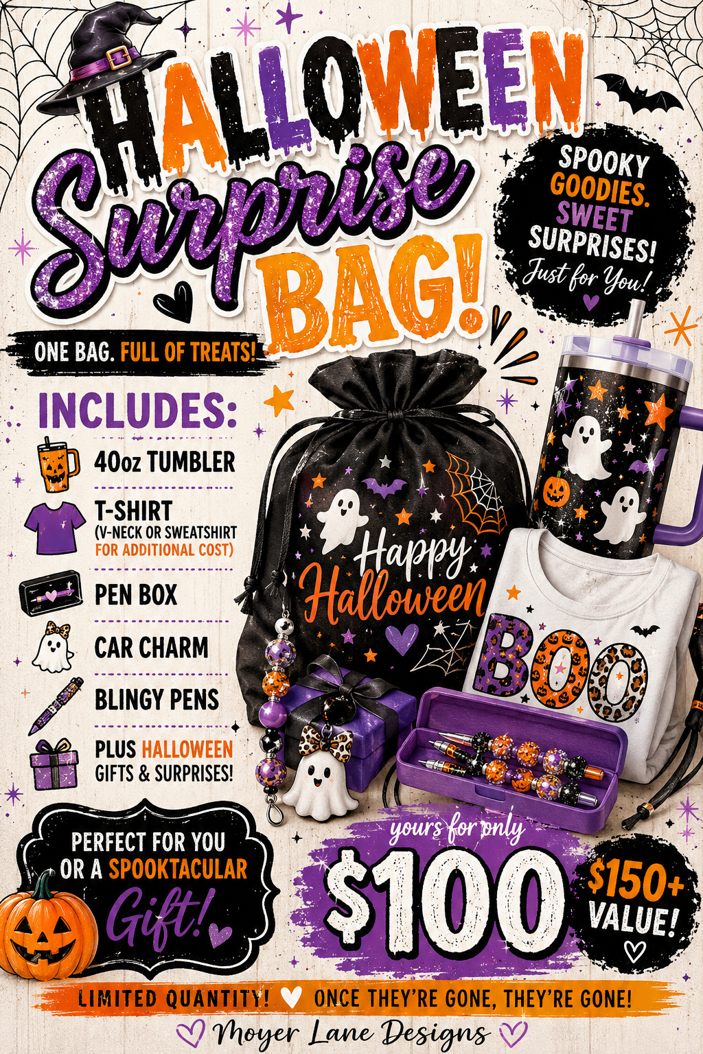 $100 Halloweeb Surprise Bag tumbler + T-shirt  *Must be ordered separately 