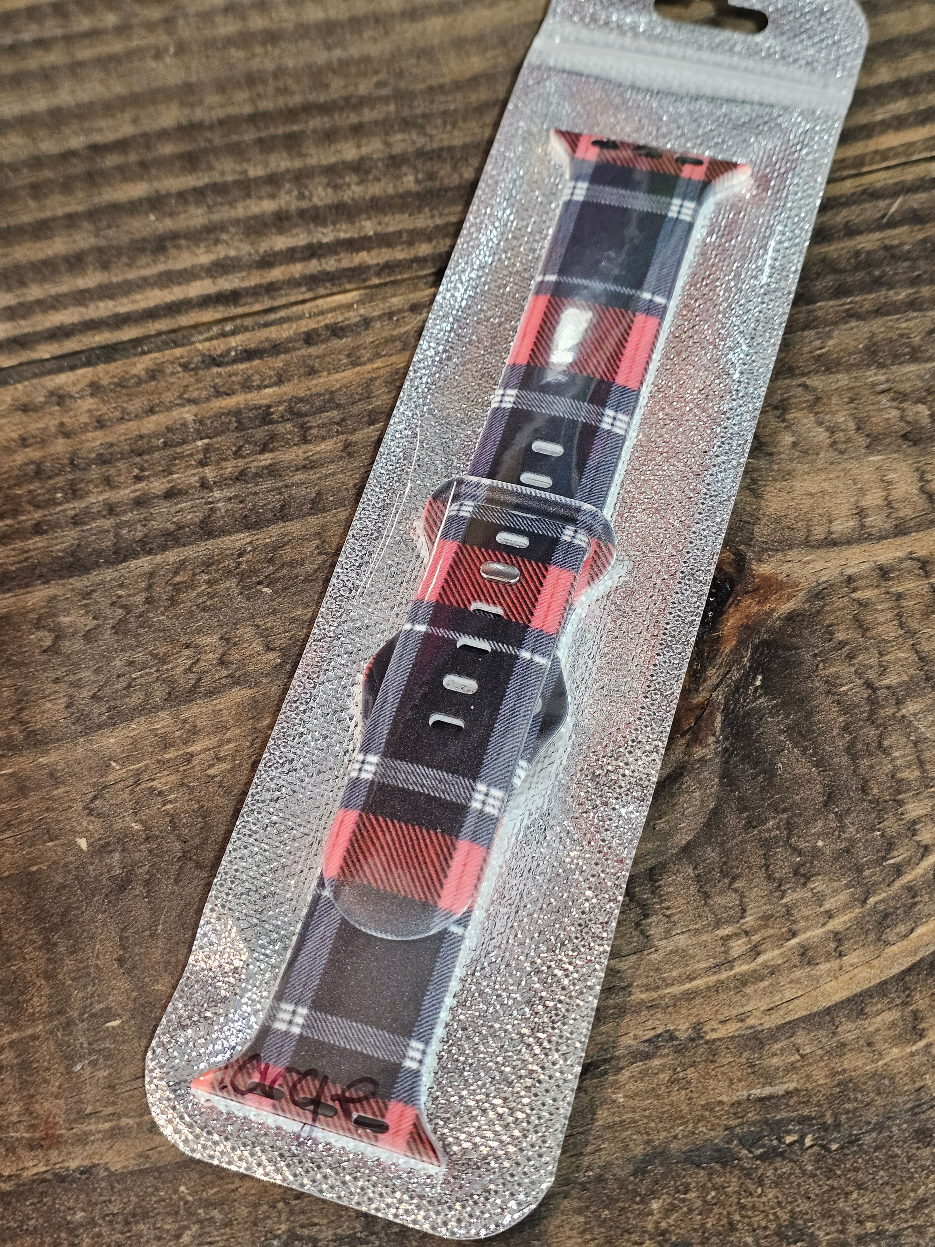 Red & Black Plaid Watch Band Replacement Lg (42-49mm)