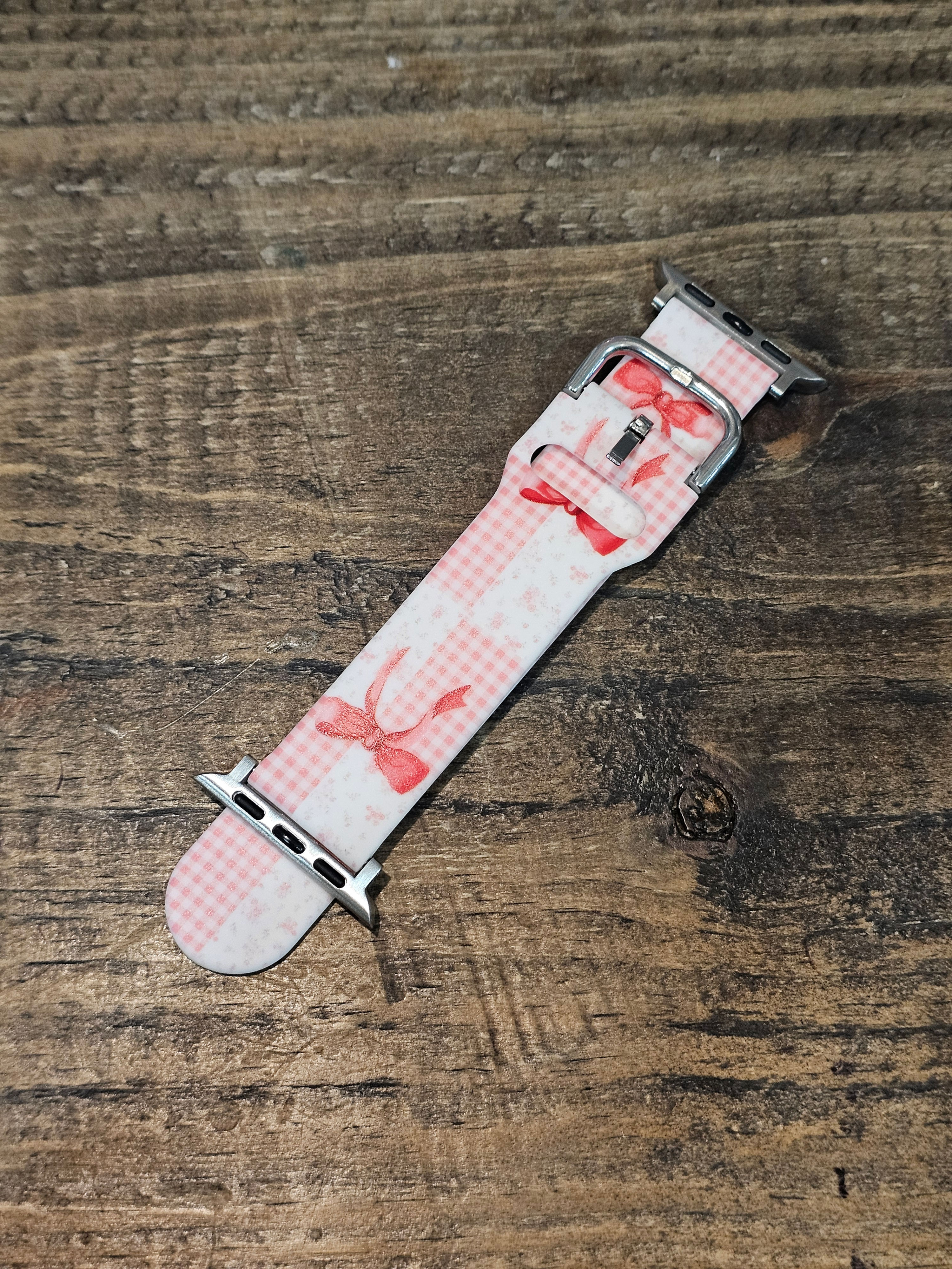 Red Checker with Bows Apple Replacement Band Sm (38-41mm)