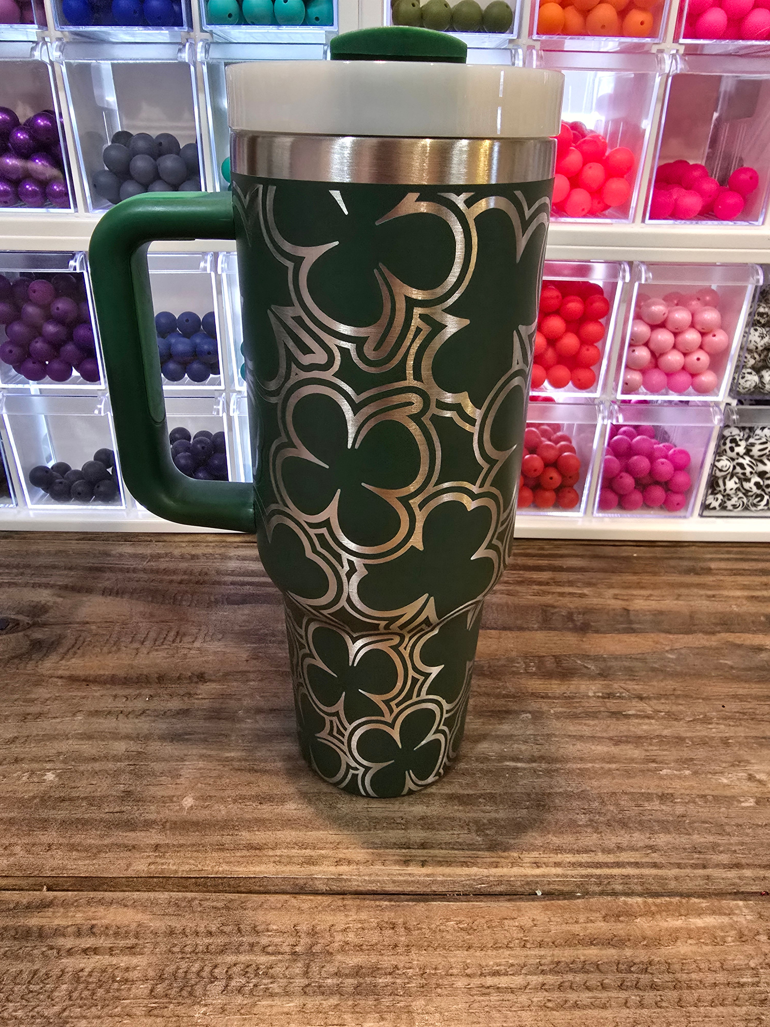 Green Shamrock 40oz Tumbler