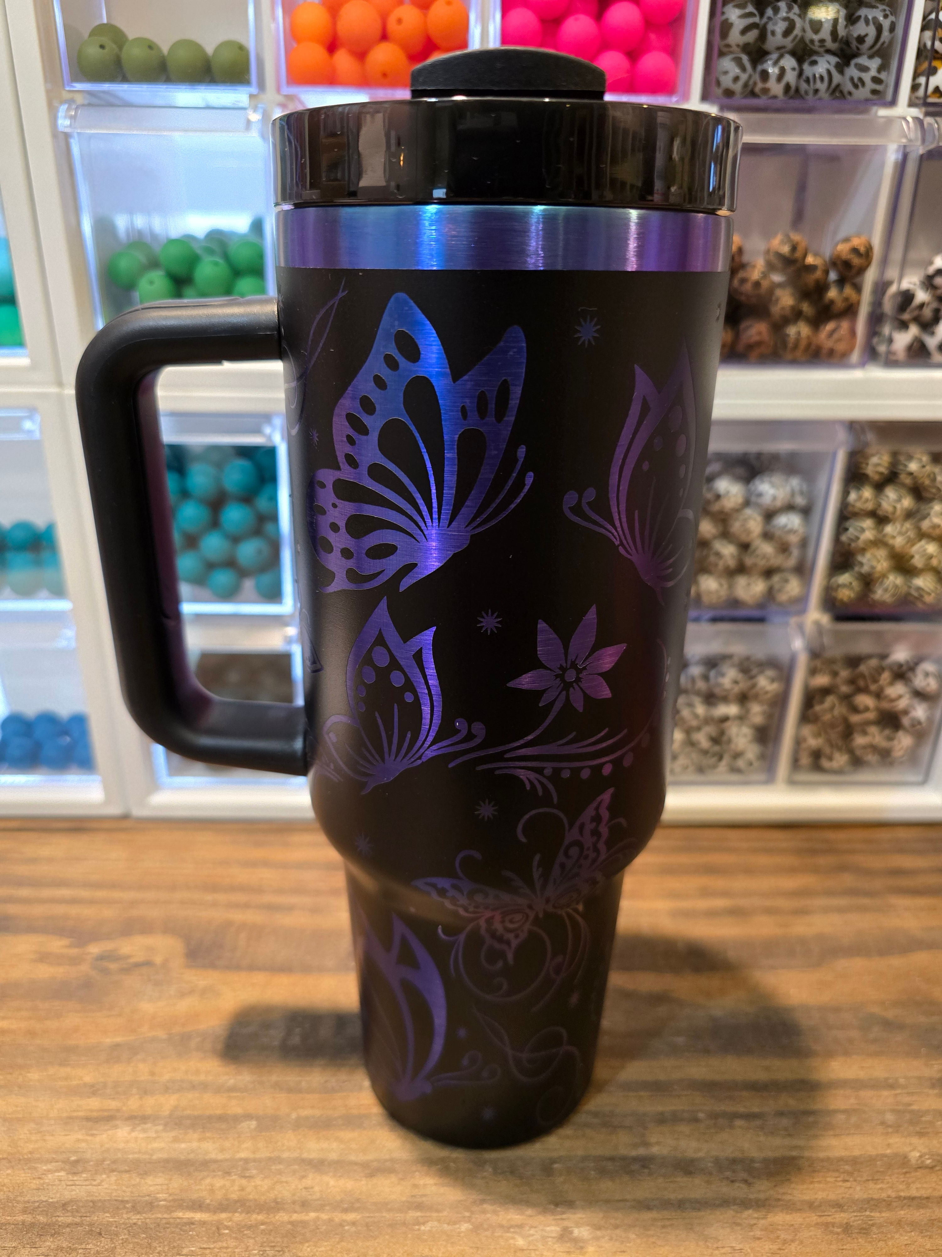 Black Chroma Butterflies 40oz Tumbler 
