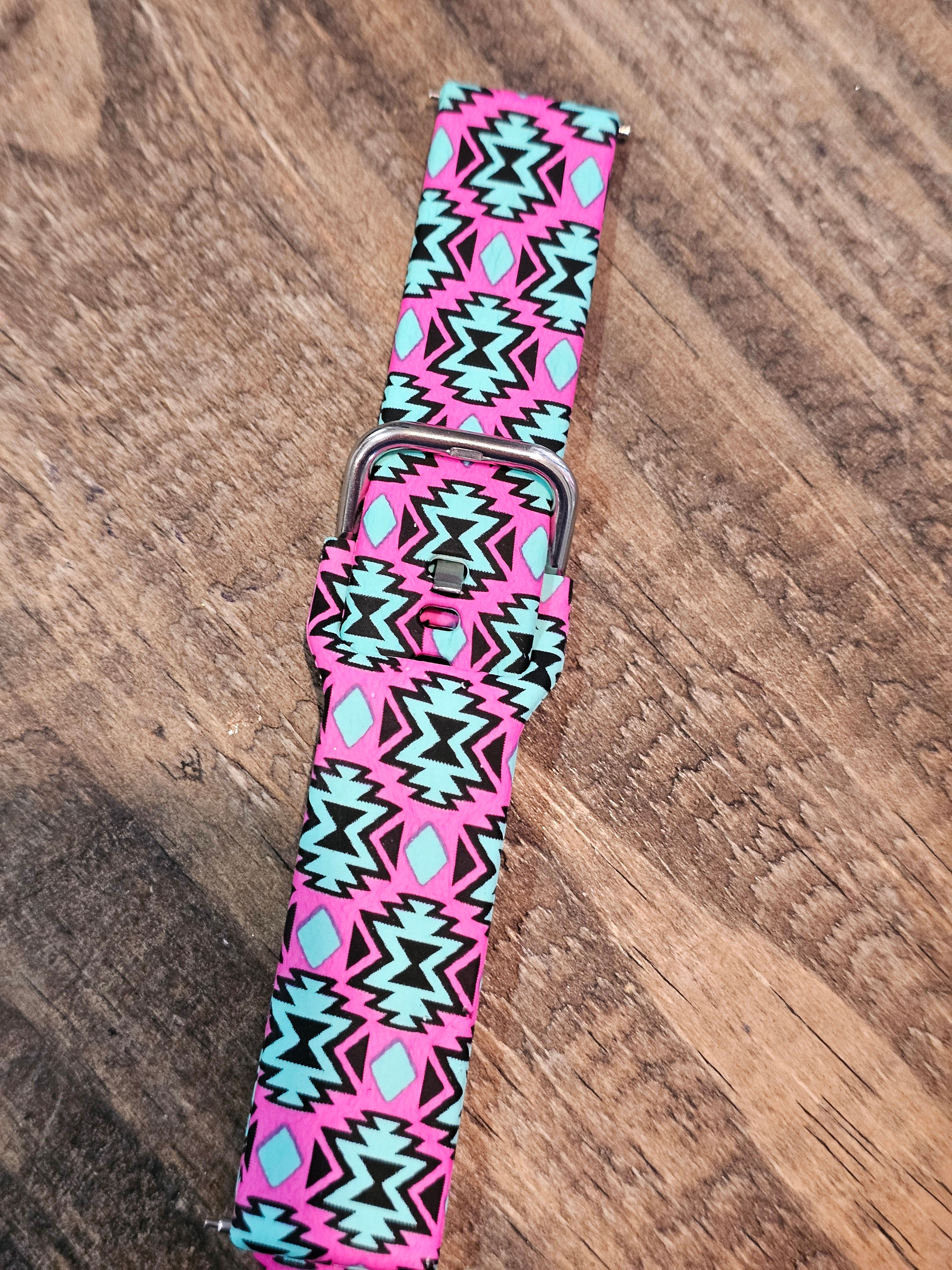 Hot Pink Aztec Samsung Replacement Watch Band Sm (38-41mm)