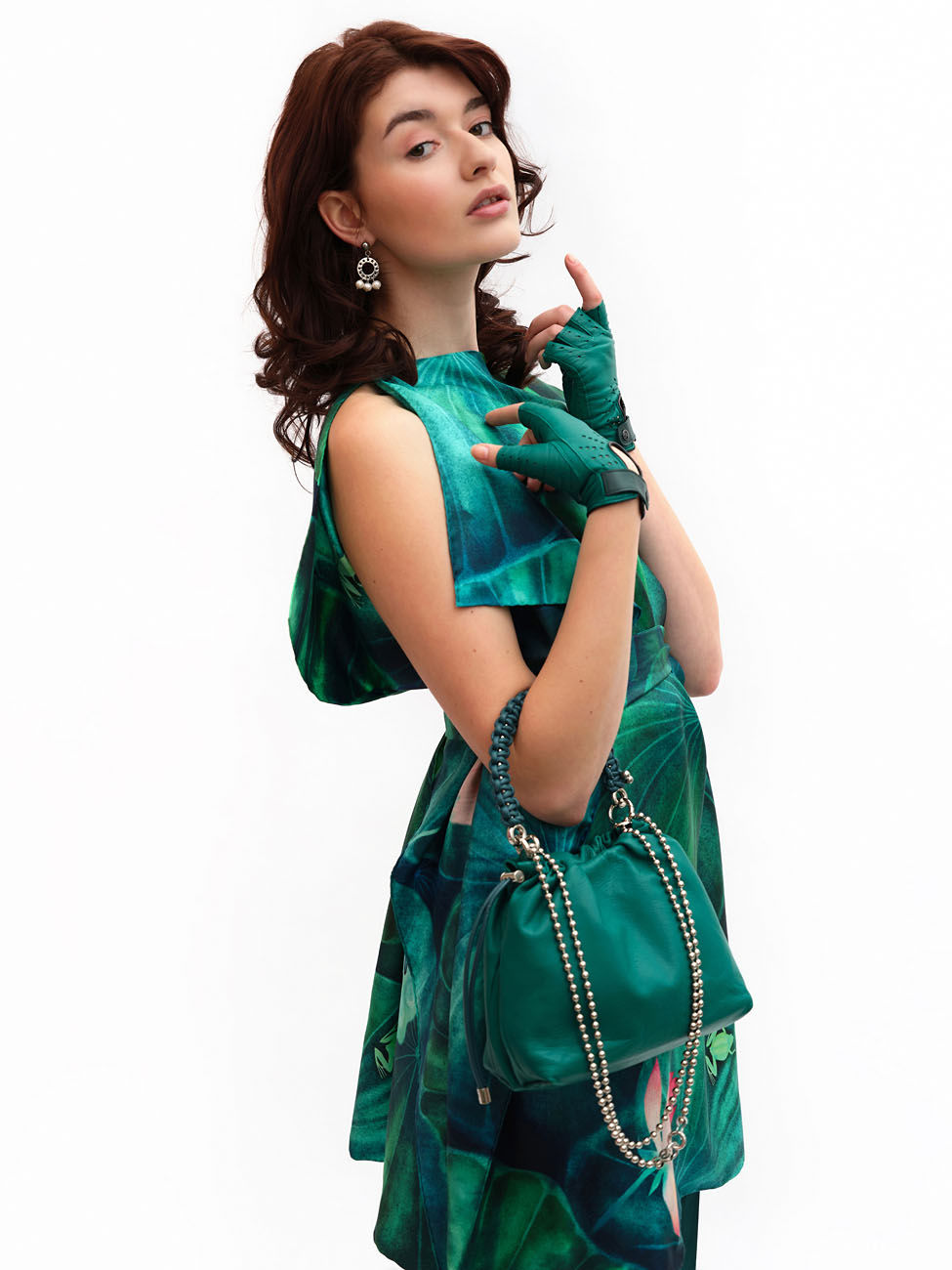 Miniatura: zelená hedvábná tunika Lotosy