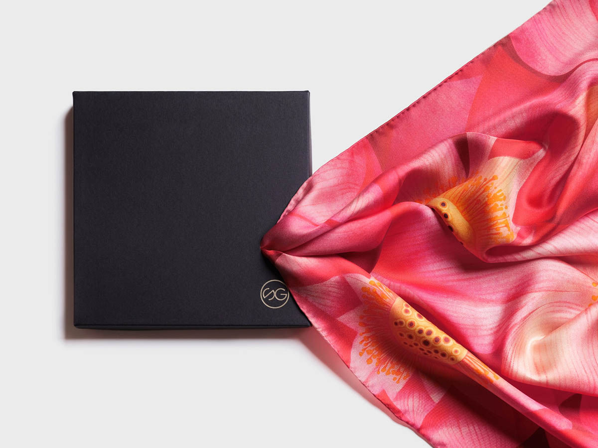 hedvábný šátek Lotosy květy