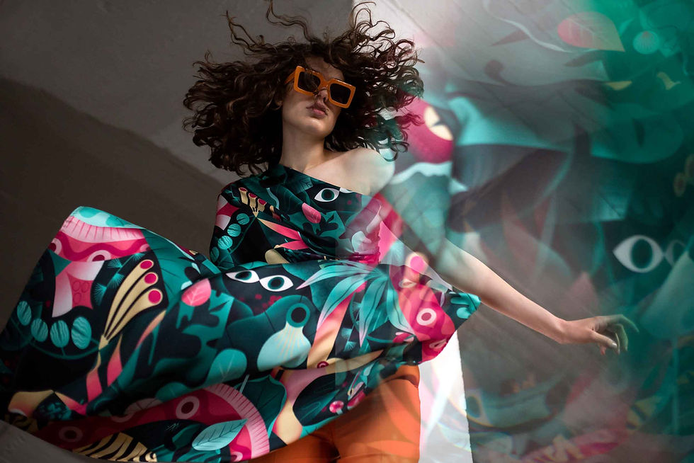 Miniatura: Hedvábný šátek Mauglí zelený 90x90 cm