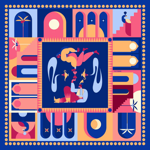 illustration for scarf 1000+1 night pattern Palace small