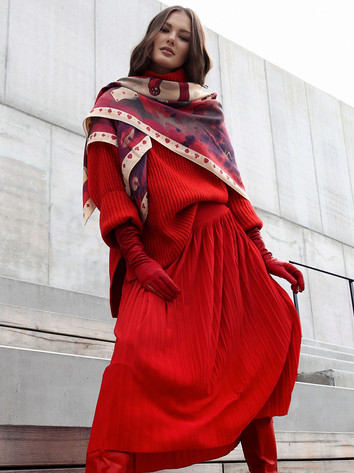 Girl in red with shavl Alice in wonderland