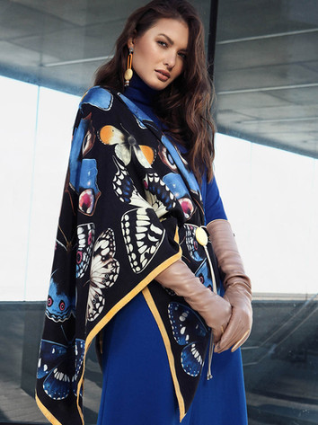 girl with cashmere scarf butterflies