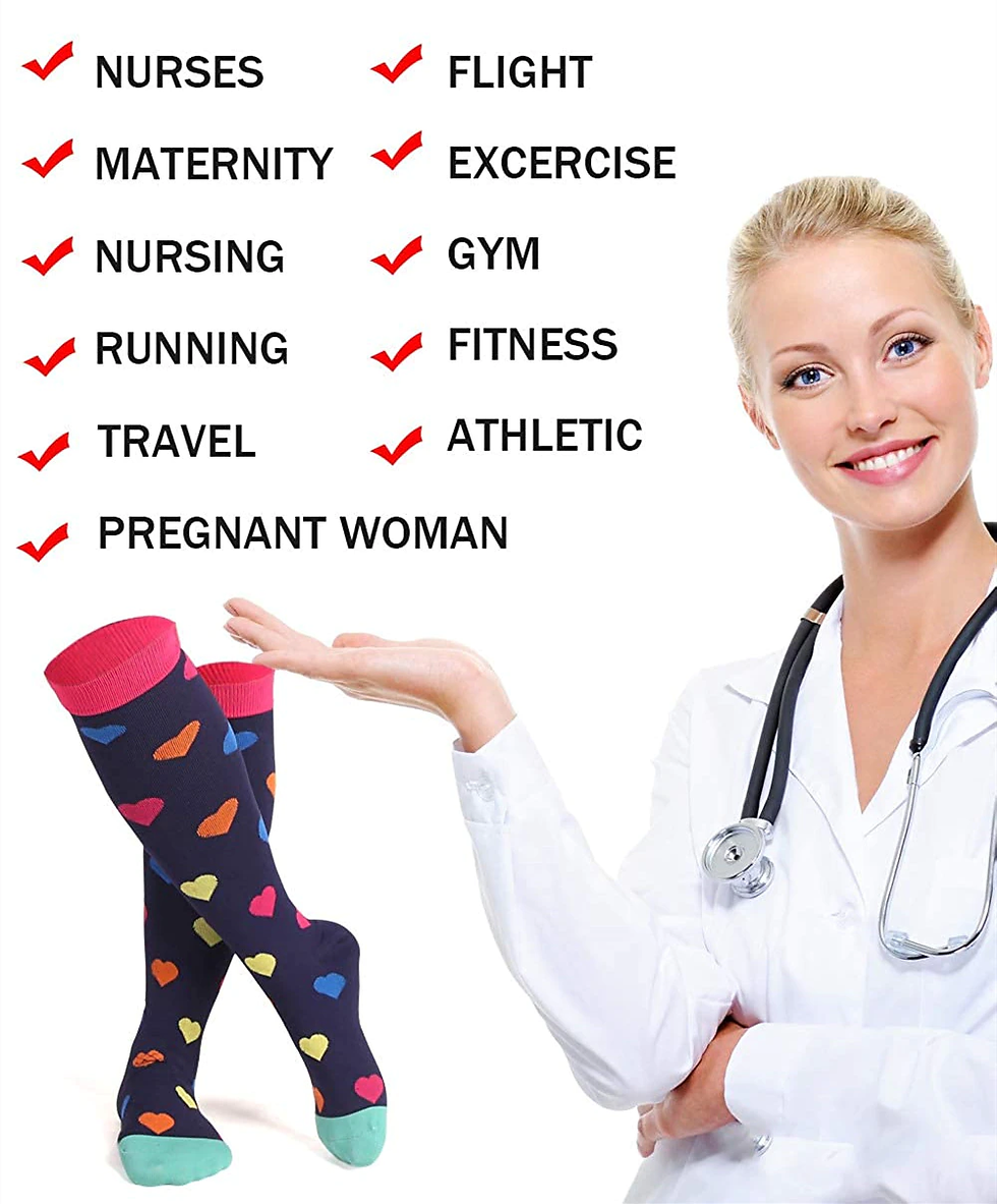 Thumbnail: Compression Stocking Knee High Pressure Socks Sports Circulation Varicose Veins 