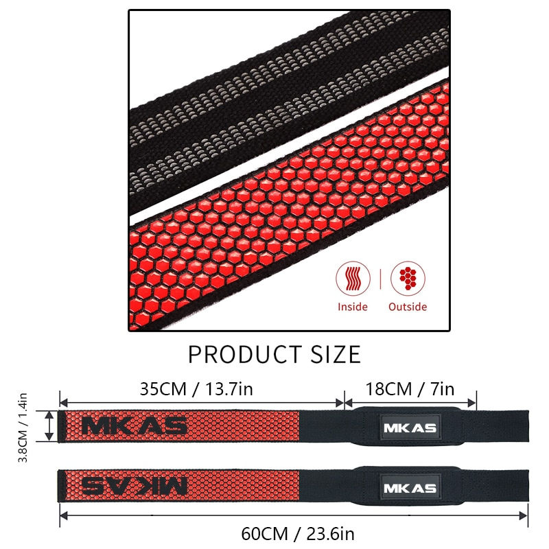 Thumbnail: MKAS Weight lifting Wrist Straps Bodybuilding Non Slip Flex Gel Grip