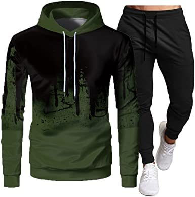 Thumbnail: Men's Sweatshirt Tracksuit Pullover Hoodie Jogging Pants 2 Pieces Set
