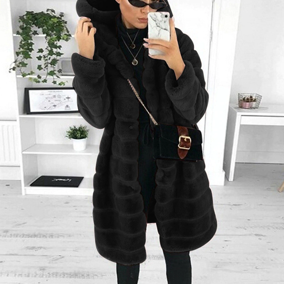 Thumbnail:  Woman Fashion Teddy Coat Winter Thicken Warm Fluffy Jackets Faux Fur Long Hoody
