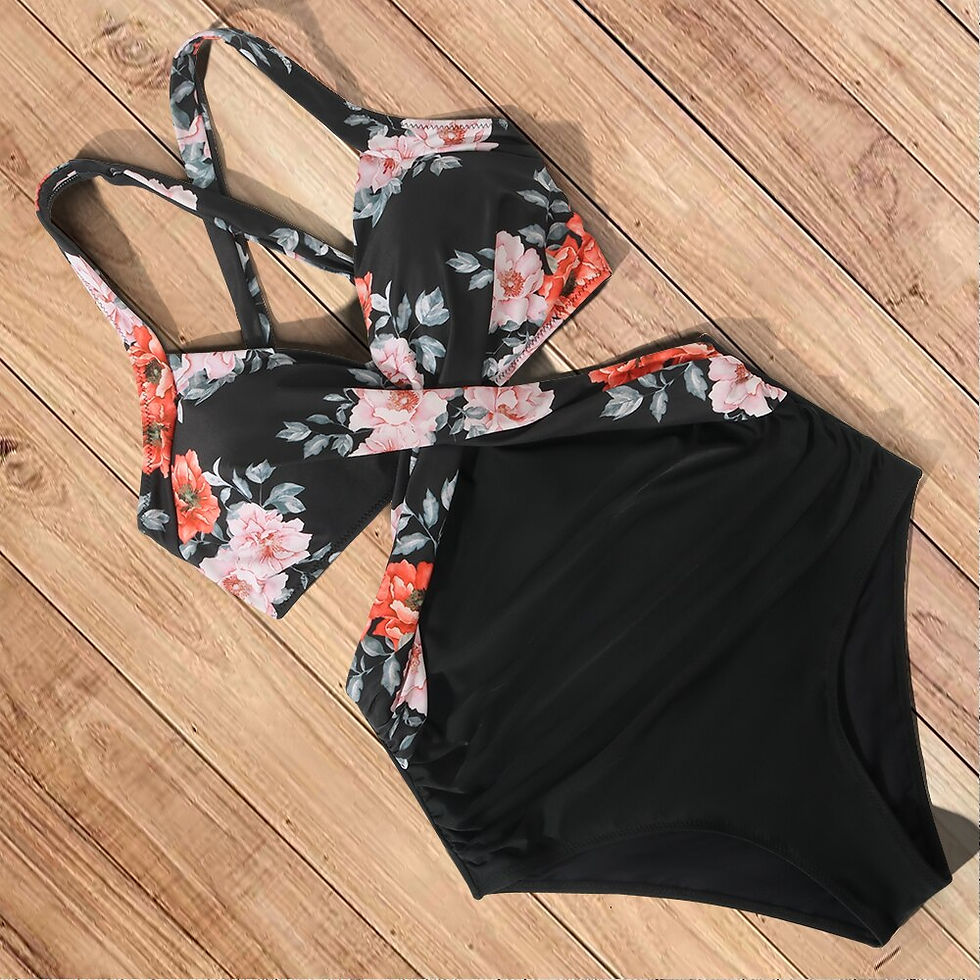 Thumbnail: One Piece Push Up Halter Cut Out Swimsuit Women Beachwear
