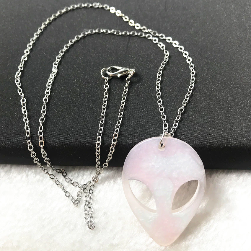 Thumbnail: Multicolor Cute Glitter Resin Flatback Alien Necklace Children Gift Jewelry