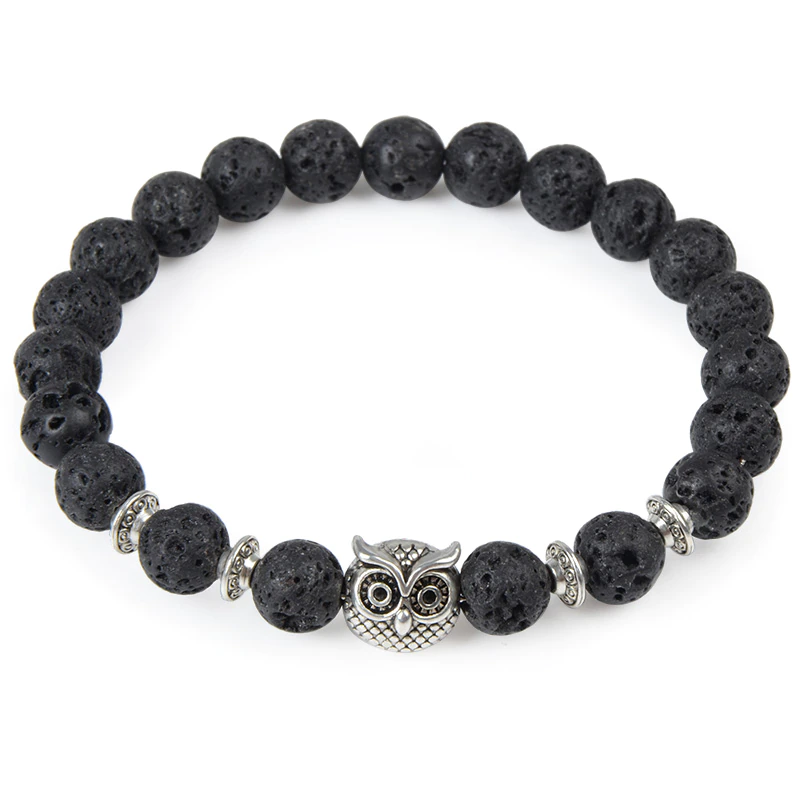 Thumbnail: Leopard Tiger Eye Lion Head Bracelet Owl Buddha Bead Bracelets Bangles Men Women