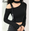 Thumbnail: Korean Style Women Turtleneck Long Sleeve Buckle Shirt Crop Top