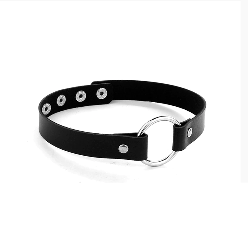 Thumbnail: Trendy Gothic Collar Necklaces Jewelry Leather Choker Necklace