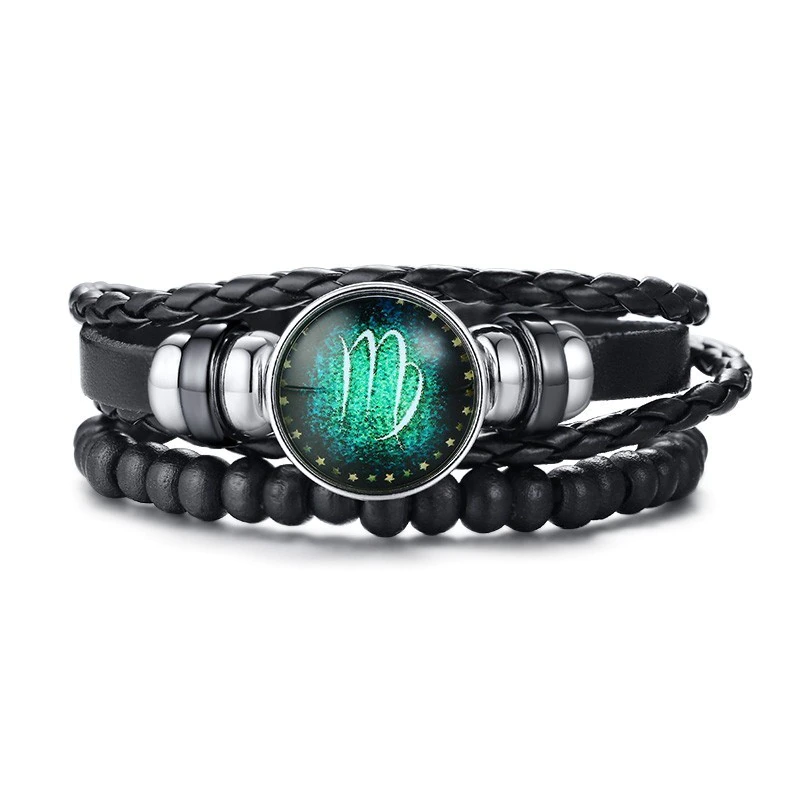 Thumbnail: Aries 12 Horoscope Multi-layer Leather Rope Bracelets for Men Women Gifts 