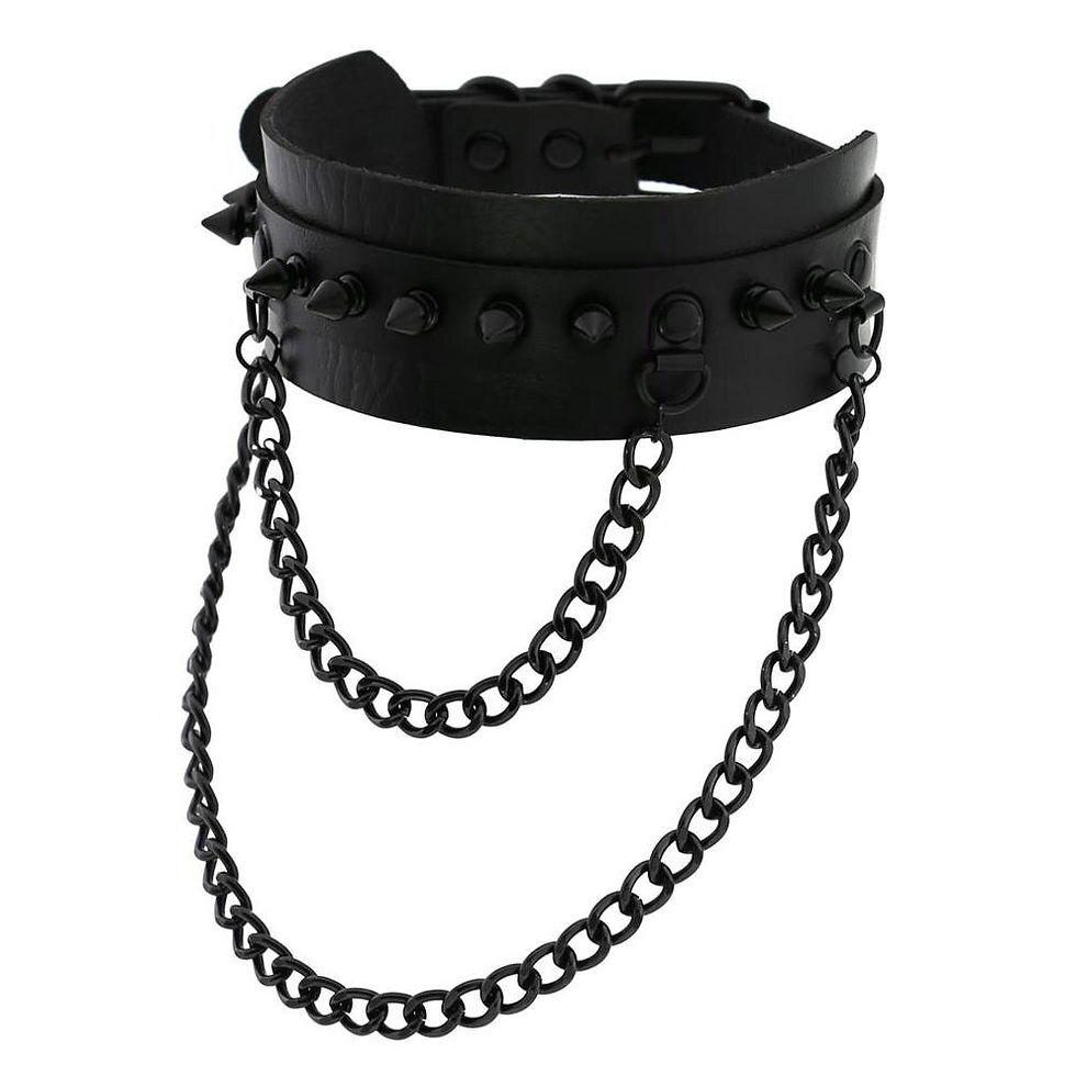 Spike Choker Chain Collar Gothic Fashion black Leather Chokers