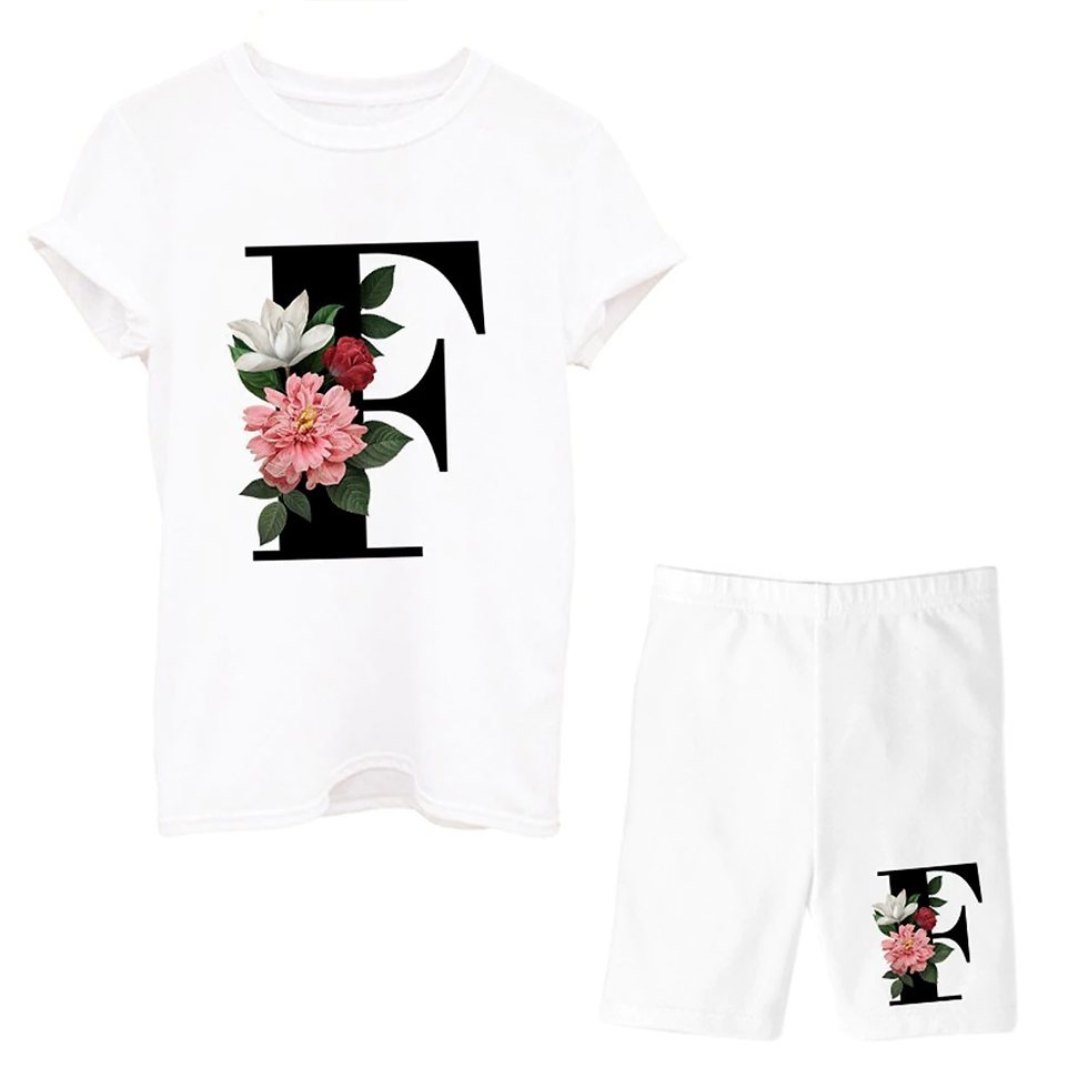 Thumbnail: Two Piece Set Letter T Shirts and Shorts Set Summer wear Casual Joggers