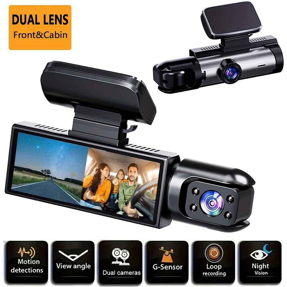 Thumbnail: Dual Front and Inside Car Dash Camera with, G-Sensor, Loop Recording, Night Visi