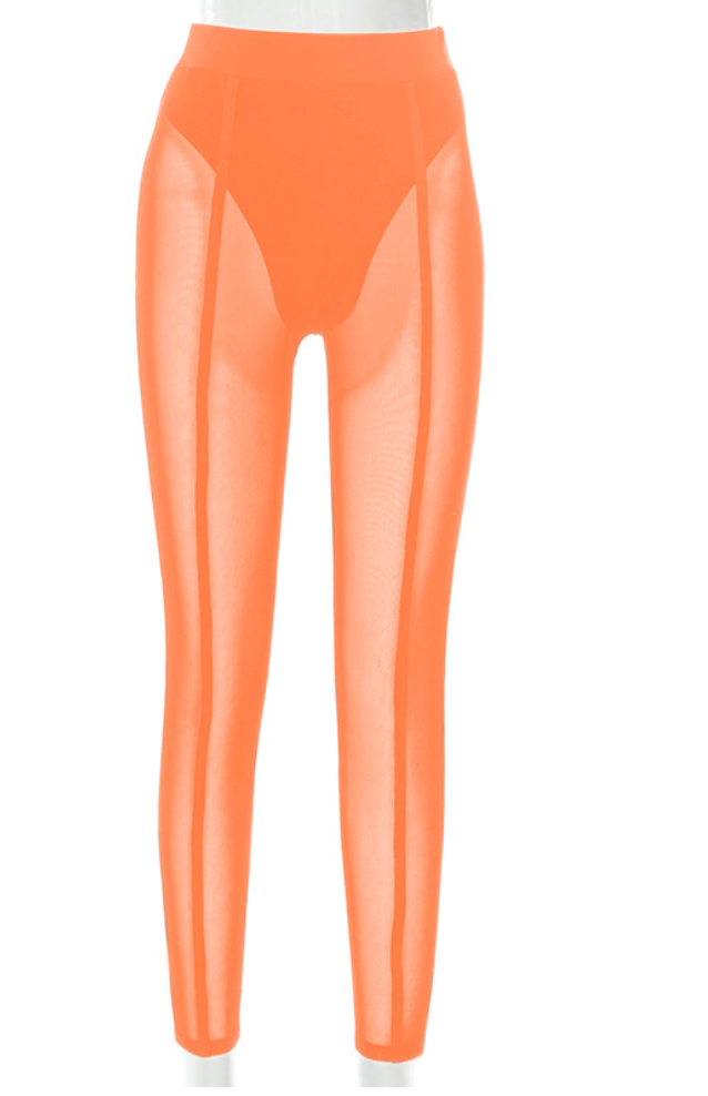 Thumbnail: Women Sexy Mesh See Through Pants Skinny Streetwear Casual Leggings