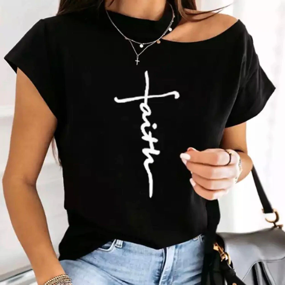 Thumbnail: Women T-shirt Short Sleeve Solid Halter Tops Female Cotton Tees